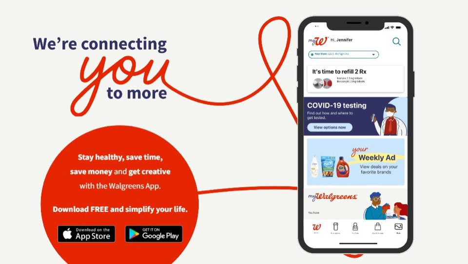Captura de pantalla de la aplicación de Walgreens en un iPhone desde su sitio web