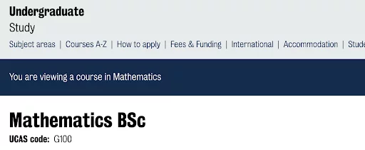 国王大学数学课程页面 Kings university mathematics course page