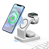 3 in 1 Mag-Safe Wireless Charging Station,Magnetic 18W Fast Charger Stand for Apple iPhone 14/13/12,14/13/12Pro,14/13/12Pro Max,Mini,AirPods 2/pro,iWatch 8/se/7 /6/5/4/3(Termasuk Adaptor Qc3.0)