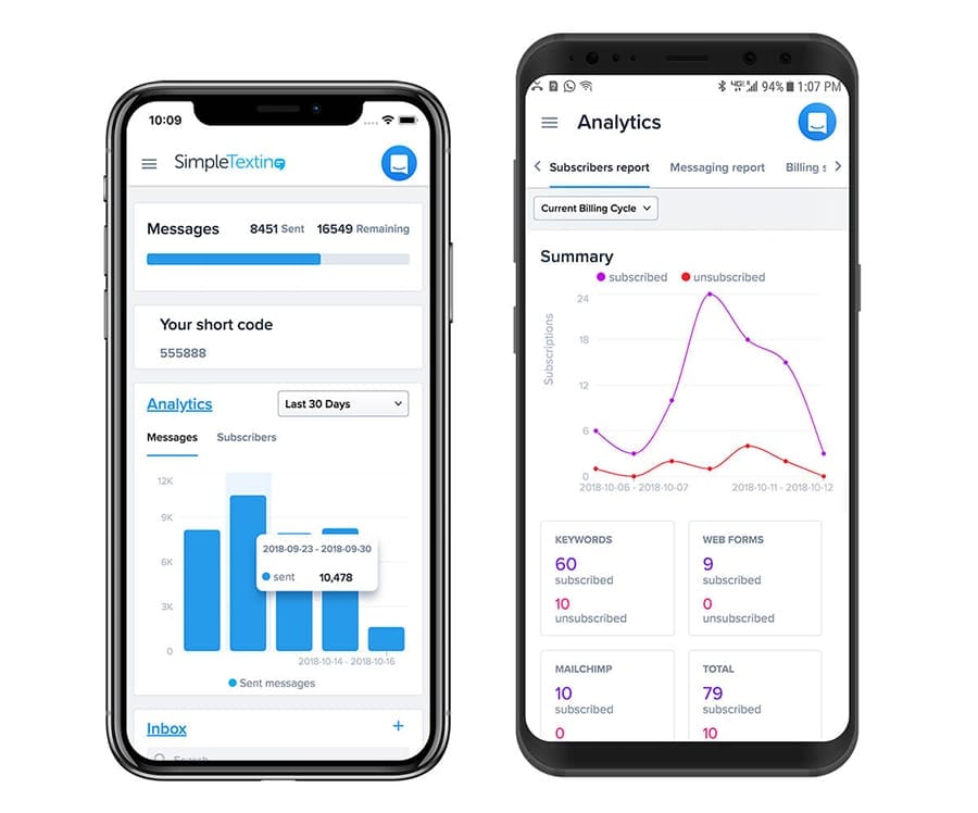 تطبيق SMS للجوال SimpleTexting لنظام Android