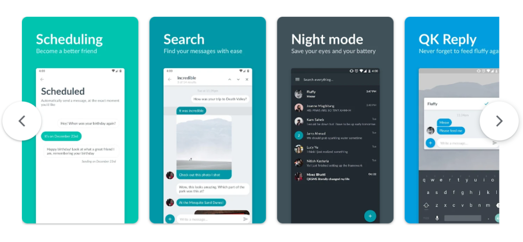 لقطات شاشة تطبيق SMS للجوال QKSMS