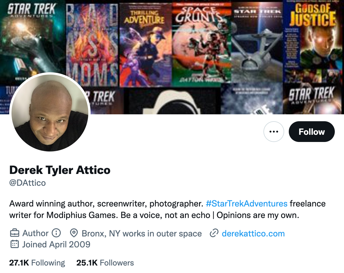 Twitter social media bio example