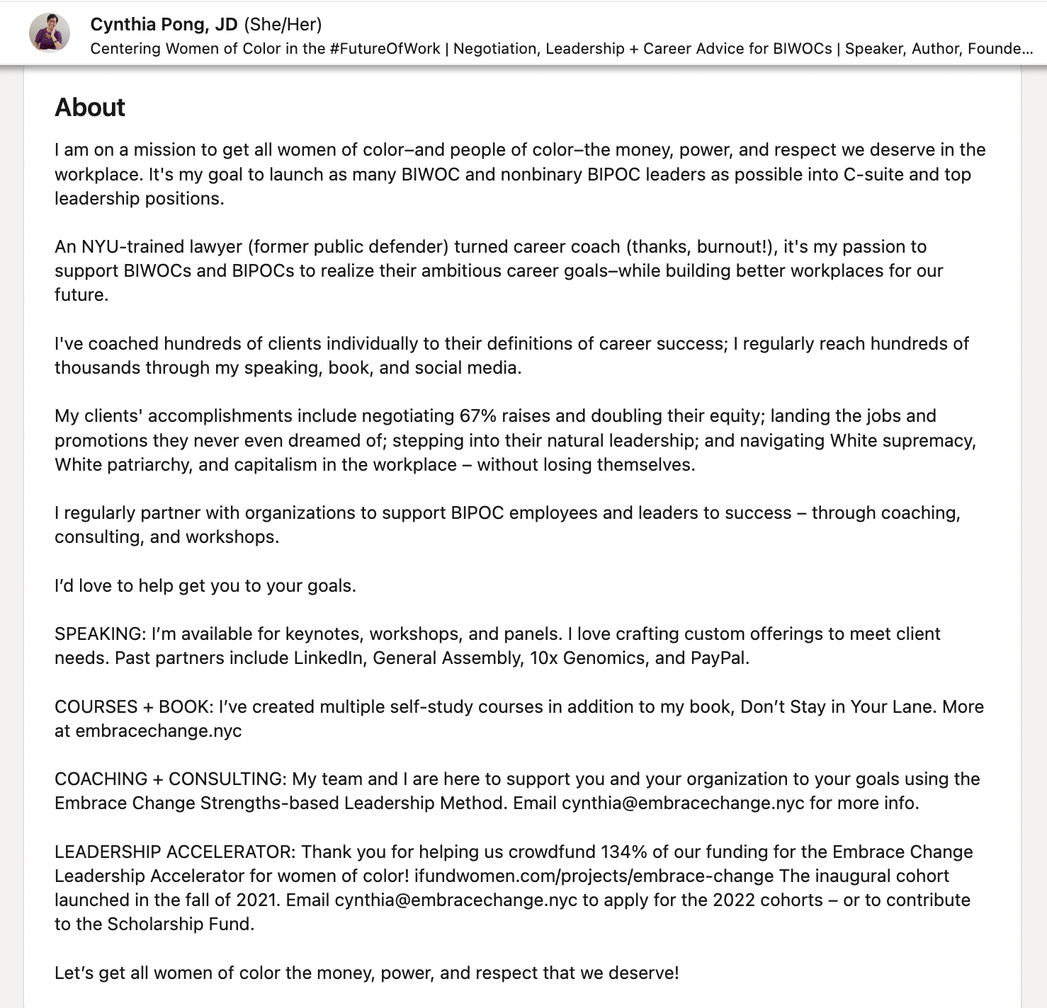 ejemplos de biografías de negocios