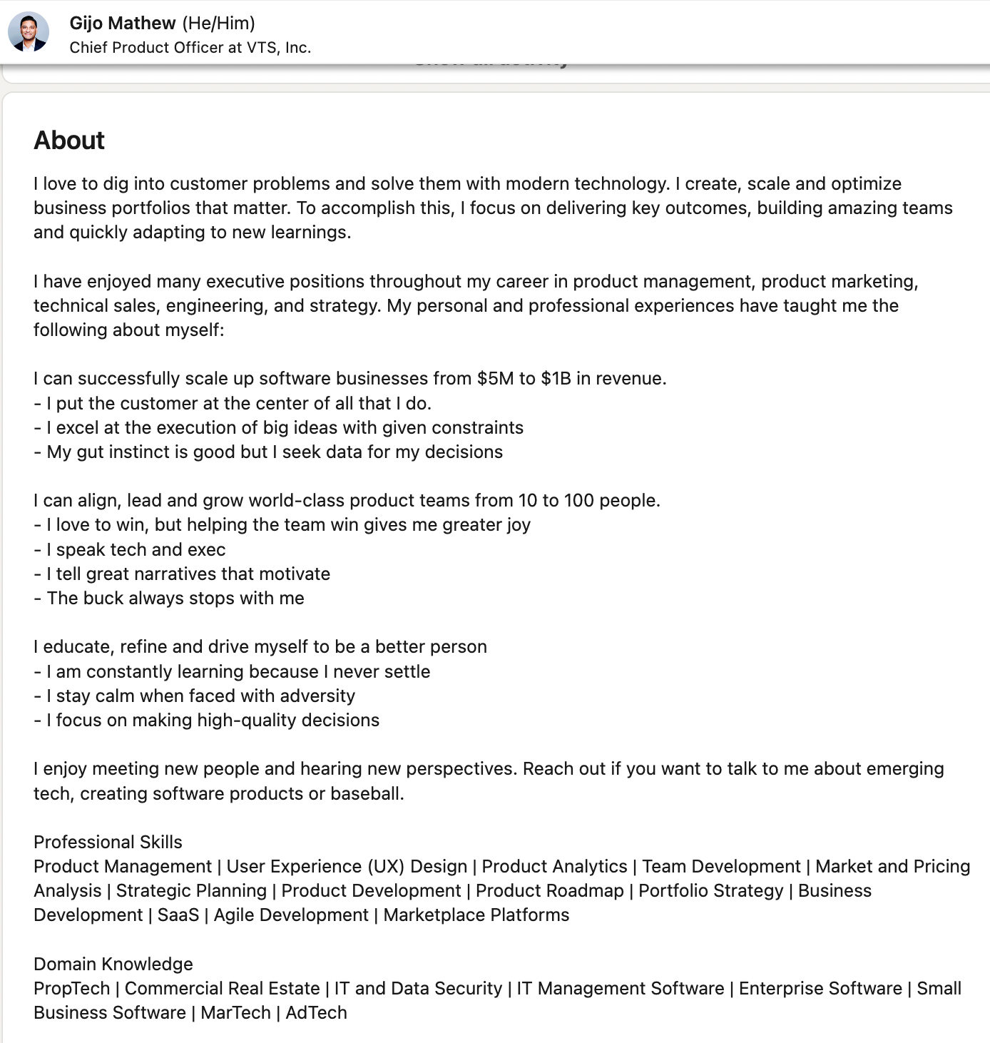 ejemplos de biografías profesionales en linkedin