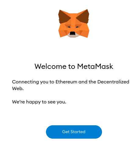 página de boas-vindas da metamask