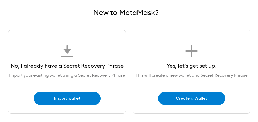 página de registro de carteira