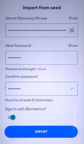 metamáscara de recuperação de frase inicial