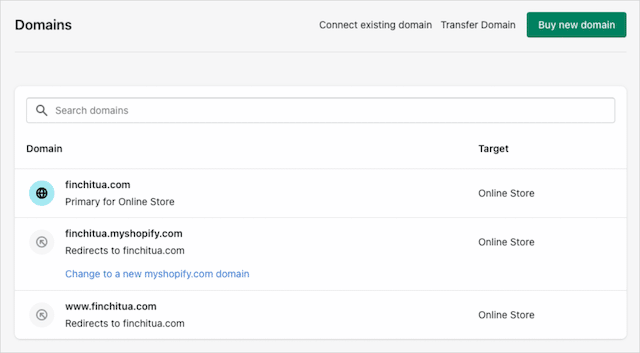 Configurações de domínio preferencial da Shopify