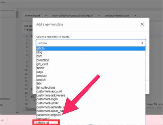 Modelo de texto de robôs da Shopify