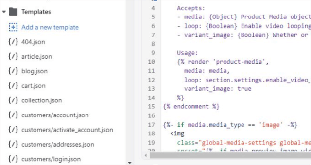 Adicionar um modelo da Shopify