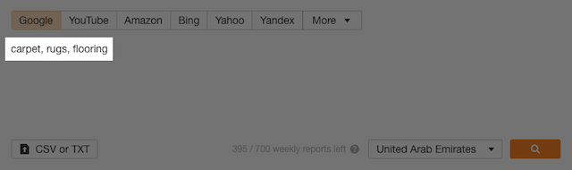 Pesquisa do Explorador de palavras-chave do Ahrefs