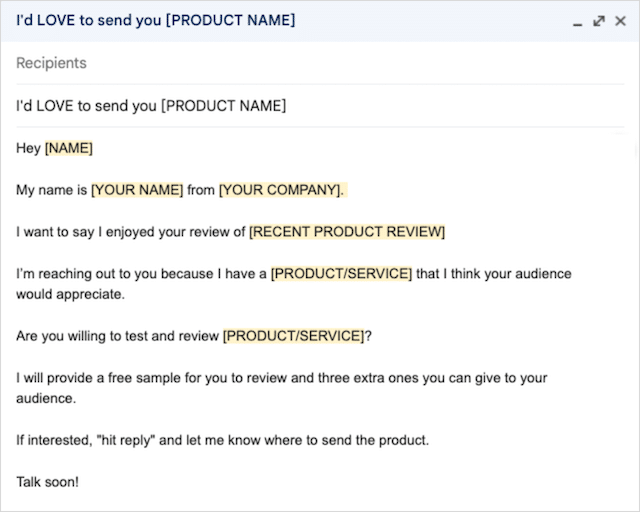 Modelo de divulgação por e-mail de avaliação do produto