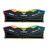 十銓科技 T-Force Delta RGB DDR5 Ram 32GB 套件 (2x16GB) 5200MHz (PC5-41600) CL40 台式機內存模塊 Ram（黑色）適用於 600 系列芯片組 - FF3D532G5200HC40CDC01