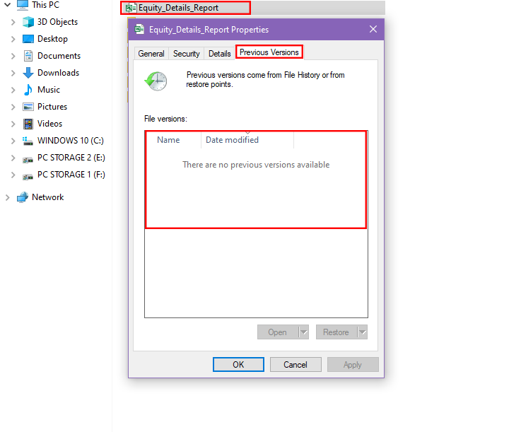 如何使用恢復以前的版本來恢復損壞的數據