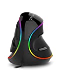 Mouse ergonômico DeLUX, mouse vertical RGB grande com fio com 6 botões, descanso de pulso removível, 4000DPI e software integrado reduzem a tensão da mão, para túnel do carpo (M618Plus RGB-Black)