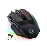 Redragon M801 Gaming Mouse LED RGB Retroiluminado MMO 9 Botões Programáveis ​​Mouse com Gravação de Macro Botões Laterais Botão Rapid Fire 16000 DPI para Windows PC Gamer (Sem Fio, Preto)