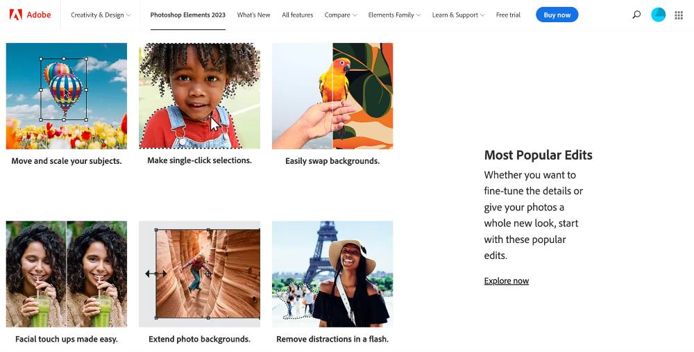 คุณสมบัติ Adobe Photoshop Elements