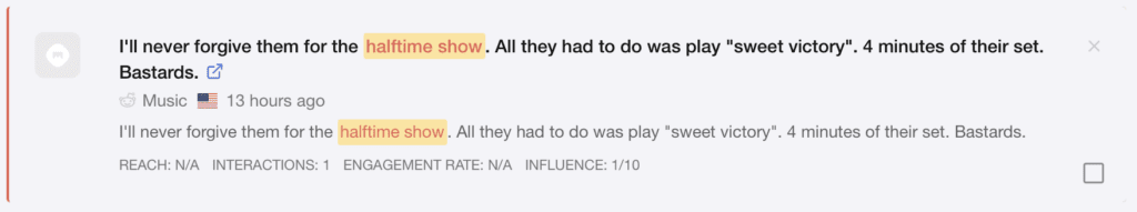 Query di valutazione negativa confermata in Mediatoolkit