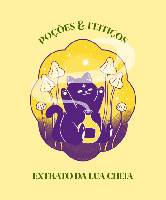 Generatore di design di magliette illustrato con un gatto che fa pozioni magiche 4043e