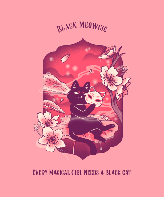 Modello di disegno della maglietta con un'illustrazione di un gatto magico 4043b (1)