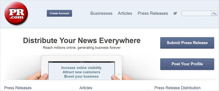 Enviar comunicados de prensa