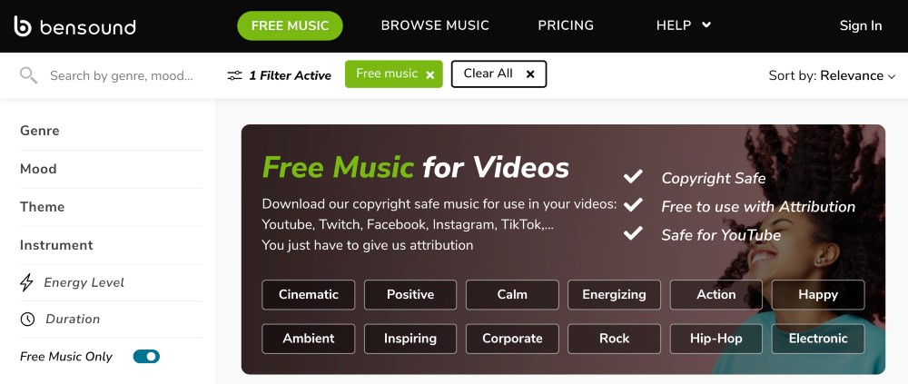 Bensound เพลงปลอดค่าลิขสิทธิ์สำหรับ YouTube
