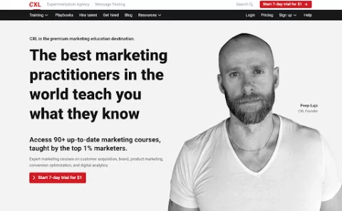 CXL の価値提案: 「世界最高のマーケティング担当者は、自分が知っていることを教えてくれる」