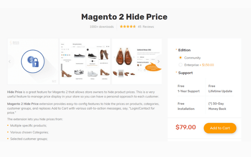 BSS Commerce 的 Magento 2 隱藏價格