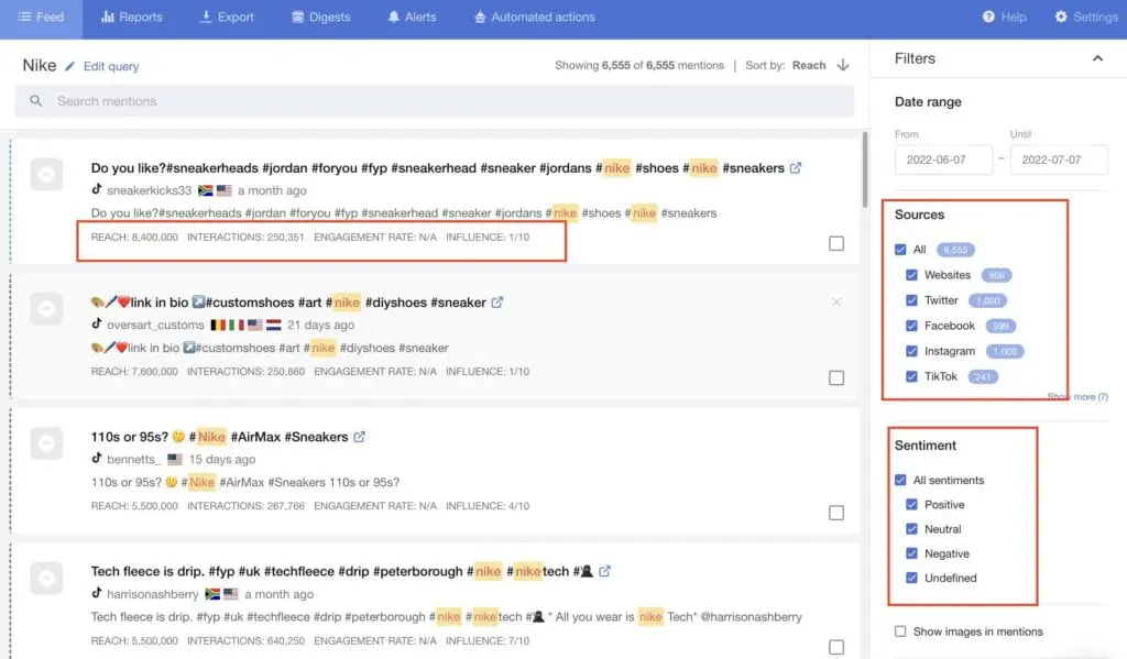 Software di analisi della reputazione MediaToolKit nike-mediatoolkit-research