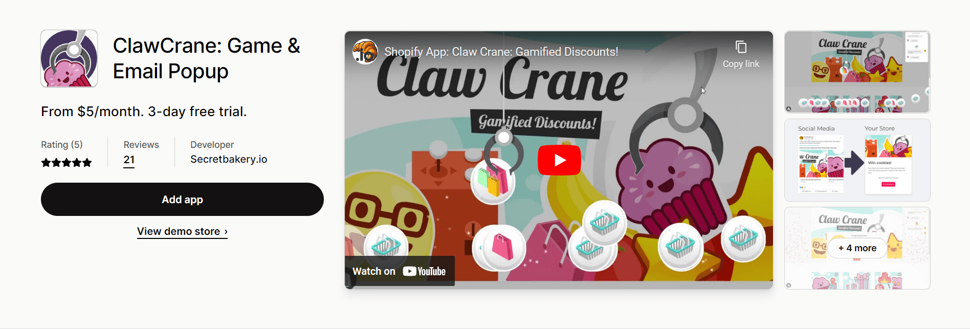 Clawcrane Shopify 게임화 앱