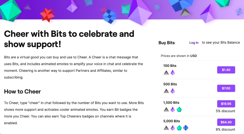 ganhar dinheiro no Twitch com Bits