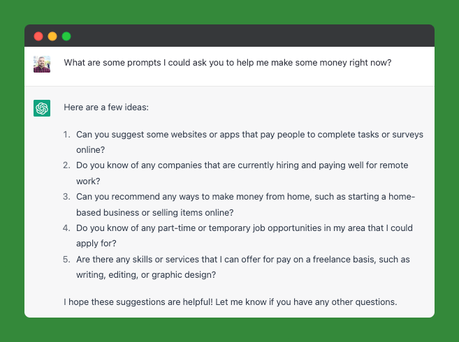 ใช้ ChatGPT เพื่อค้นหา Side Hustles