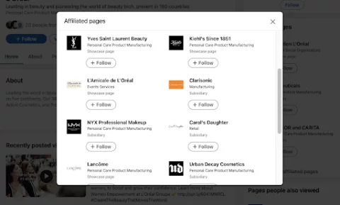 Die Schaufensterseiten von L'Oreal