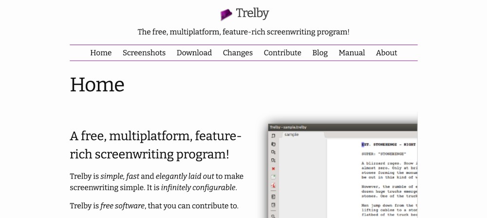 Trelby software gratuit pentru scriere de scenarii