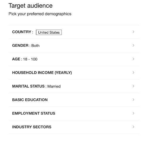 Zoho マーケット リサーチ アンケートの対象者