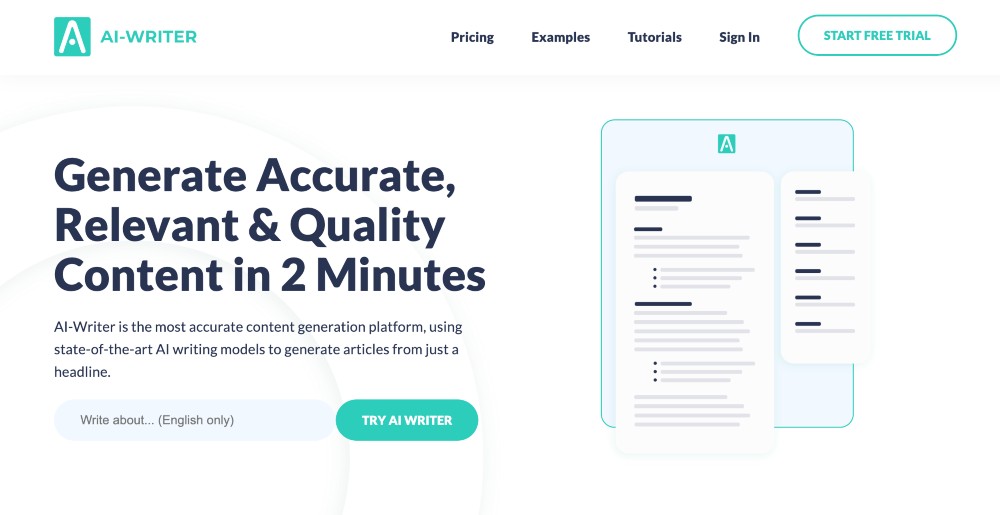 Home page dello scrittore AI