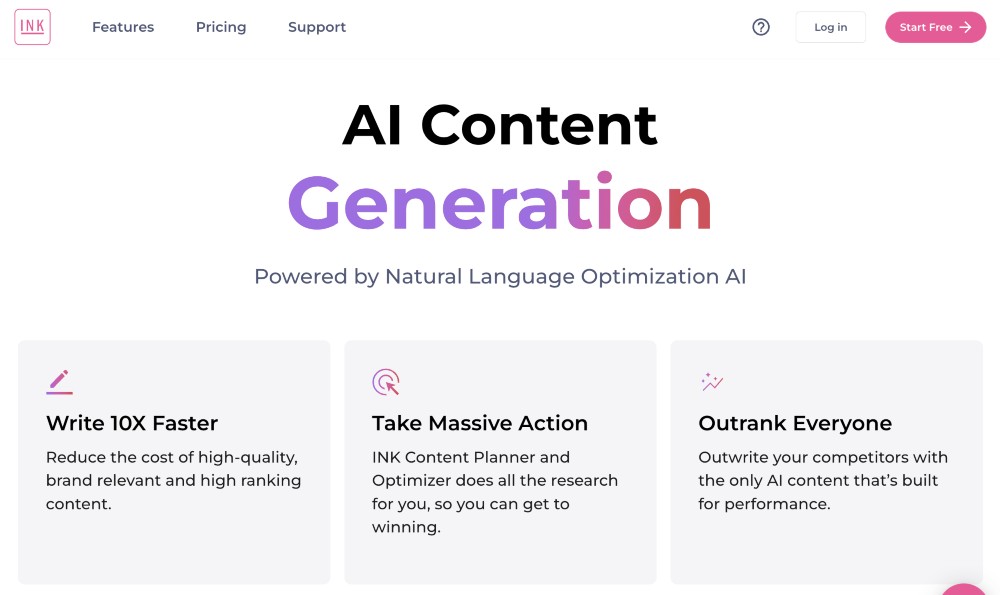 Software di generazione di contenuti Ink AI