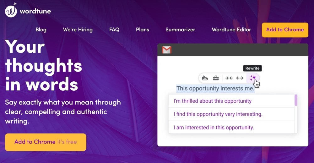 Funzionalità di riscrittura di Wordtune