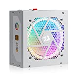 Redragon PSU007 80+ 金牌 850 瓦 ATX 全模块化电源，带 80 Plus 金牌认证，紧凑型 160 毫米尺寸和低噪音 RGB 风扇 0 RPM，100% 日本电容器，全模组电缆，白色