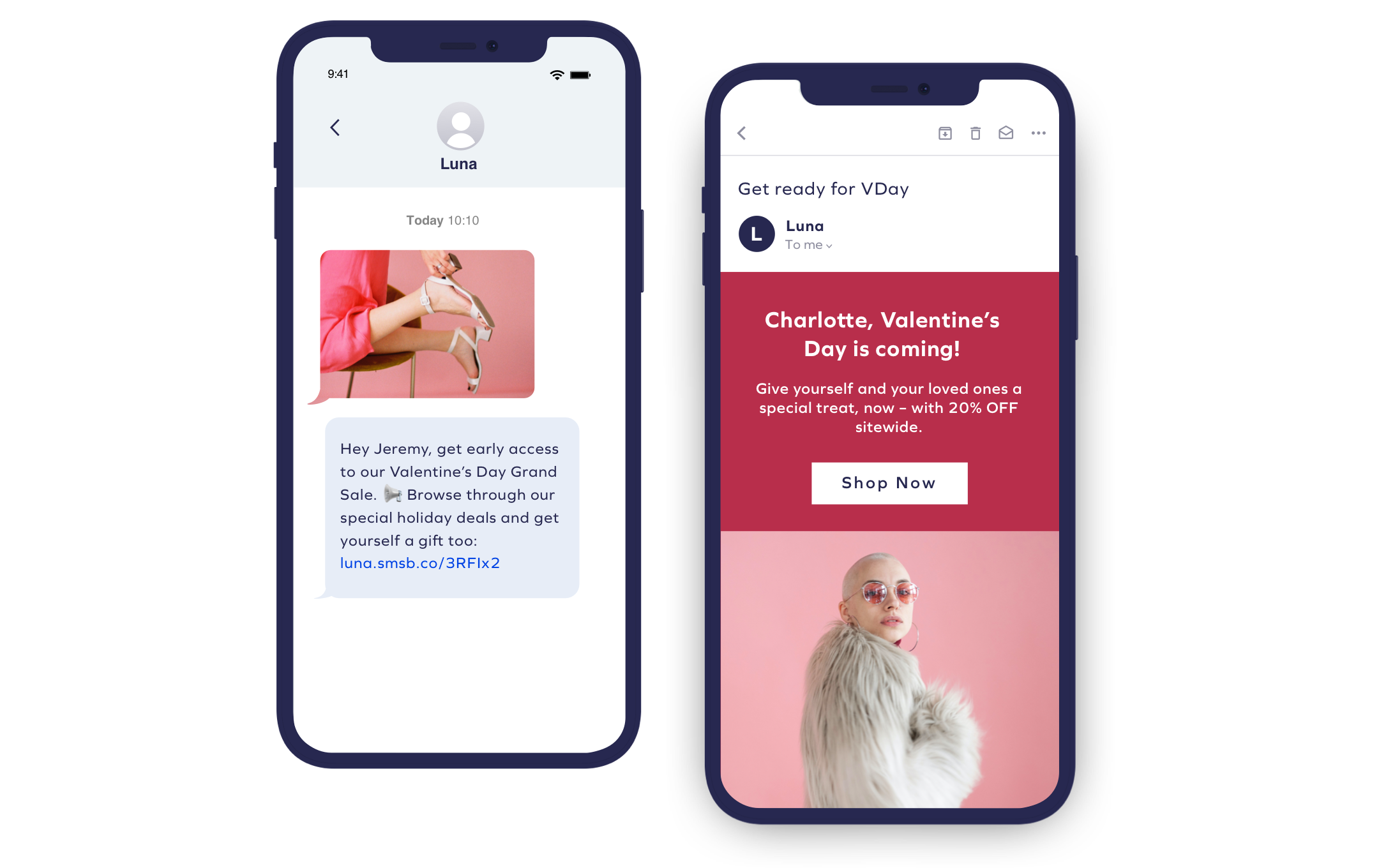 Modèle d'e-mail SMS de la Saint-Valentin
