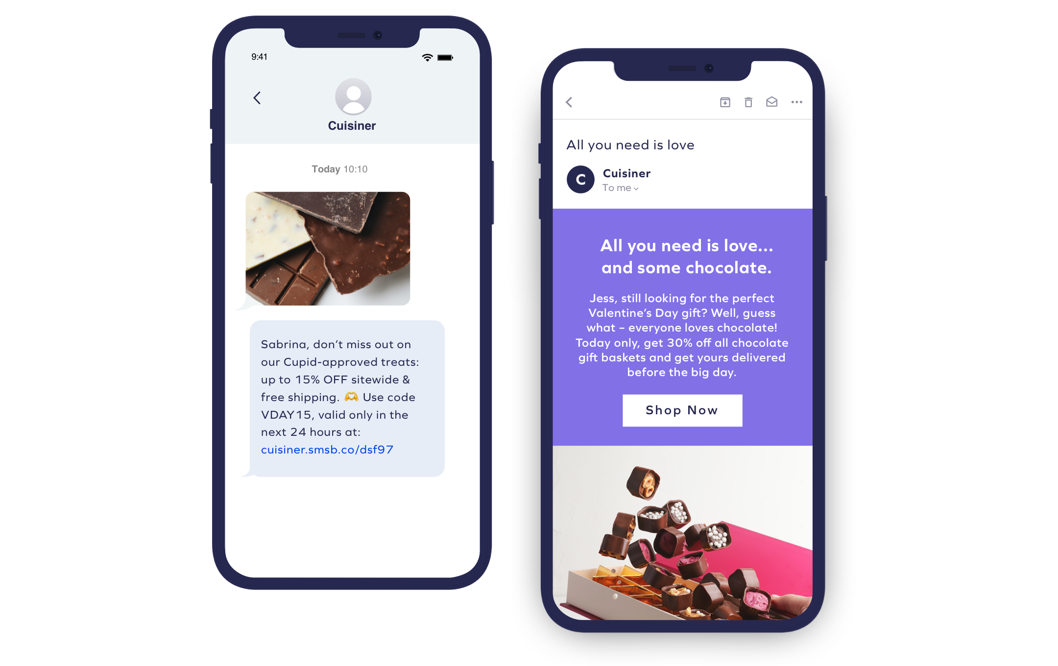 Modèle d'e-mail SMS de la Saint-Valentin
