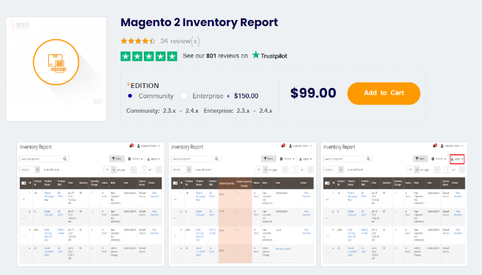 raport de inventar bss magento 2