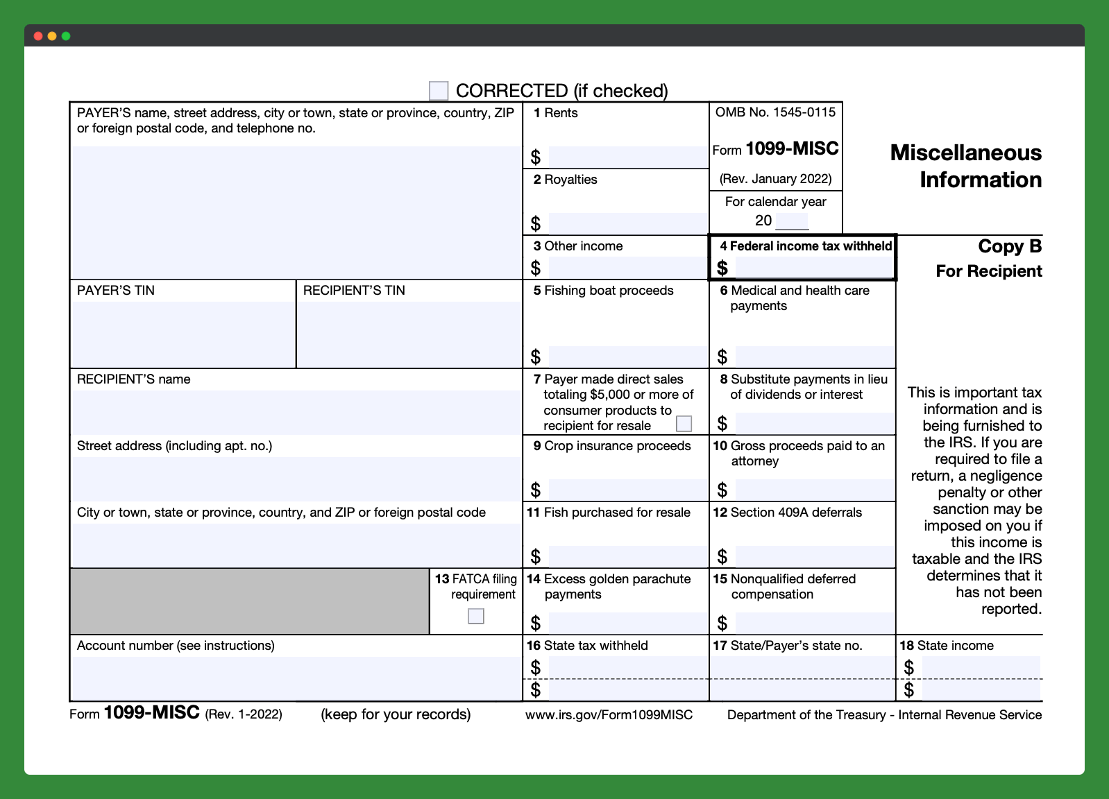 1099 MISC-Formular