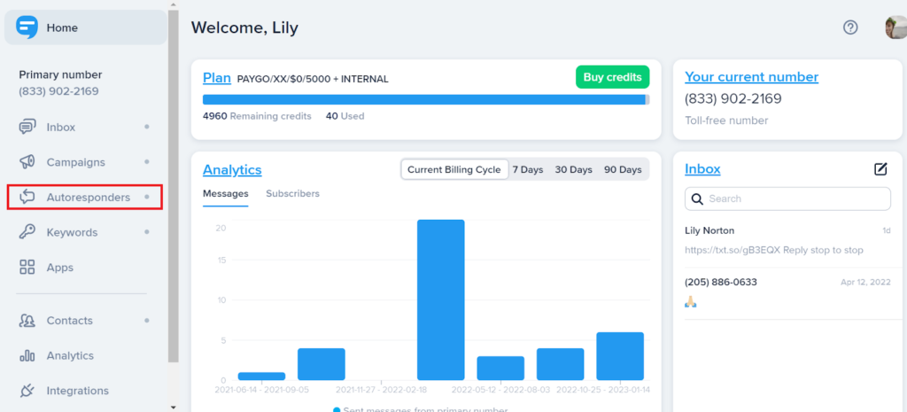 Fila cu răspuns automat pe platforma SimpleTexting