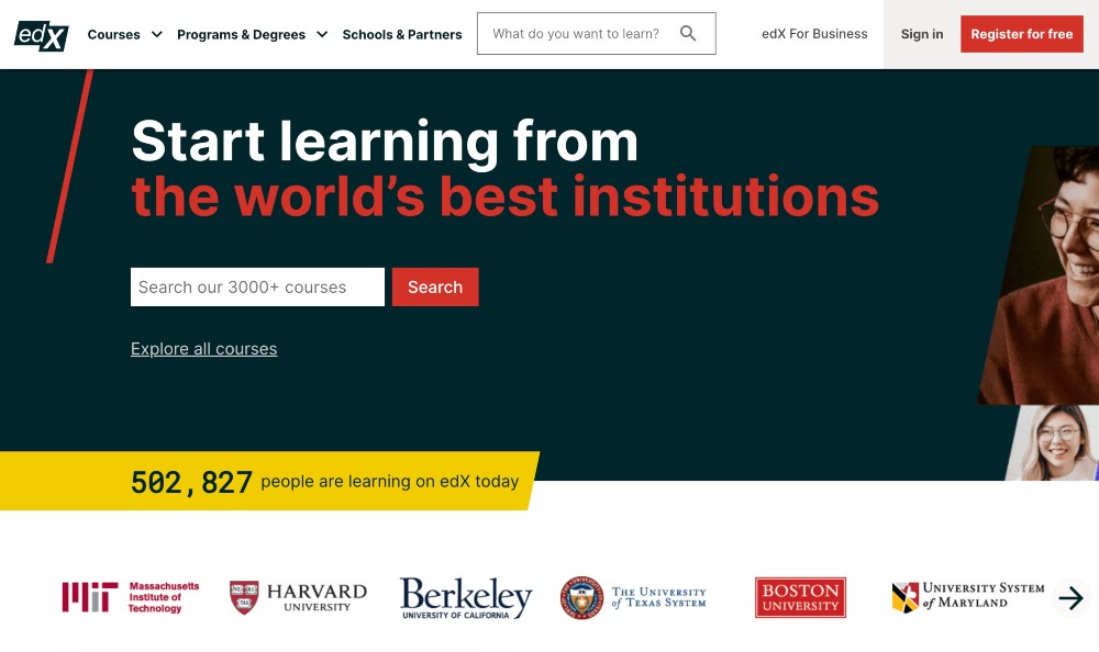 pagina de pornire edX