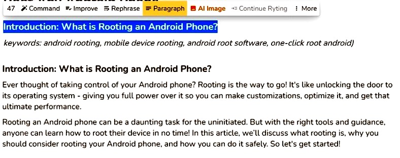 rytr-paragraf-opțiune-1