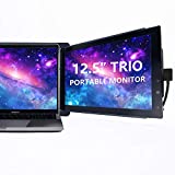 Dizüstü Bilgisayar için Trio Taşınabilir Monitör, 12,5' Full HD IPS Ekran, Çift Üçlü Dizüstü Bilgisayar için Monitör Ekranı, Çift Taraflı Kayar, 13”-17” Dizüstü Bilgisayarlar için USB A/Type-C Tak ve Kullan Monitör (1x 12,5 Monitör)