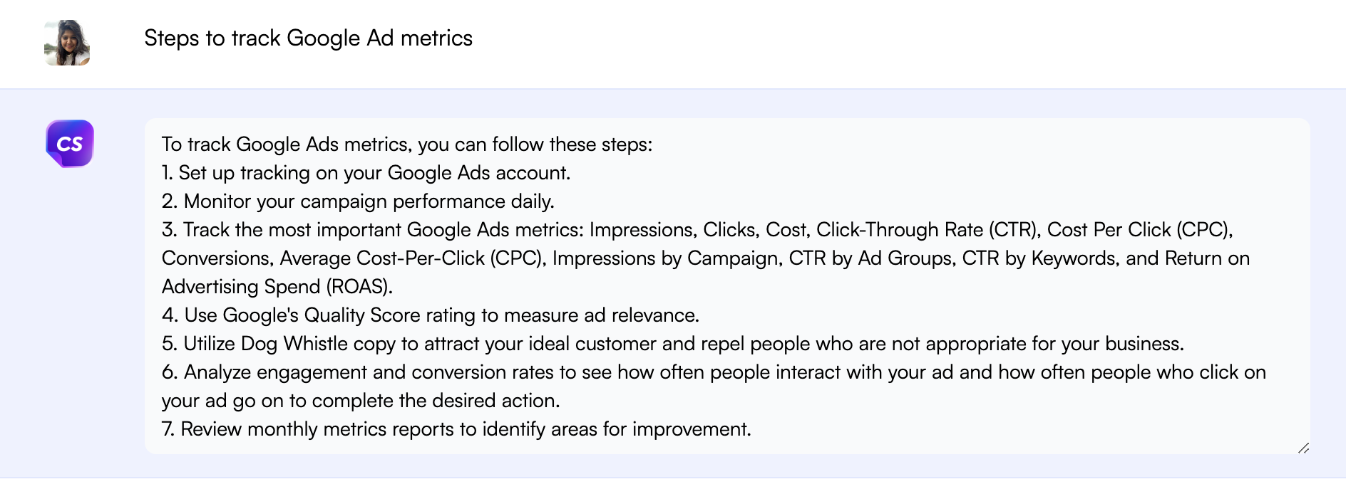 Seguimiento de las métricas de anuncios de Google en Chatsonic - Cómo usar ChatGPT