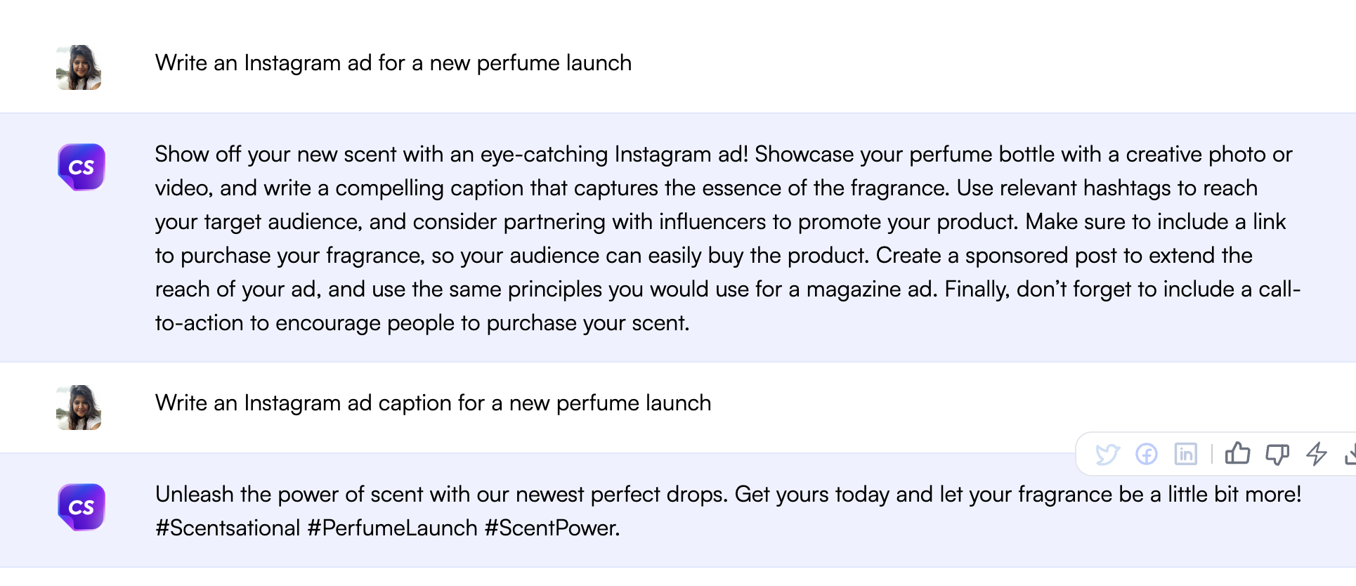 Texto de anuncio de Instagram en Chatsonic - Cómo usar ChatGPT