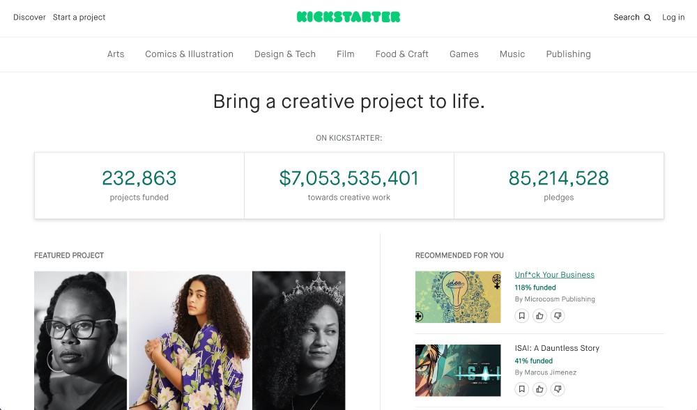 Site Web Kickstarter
